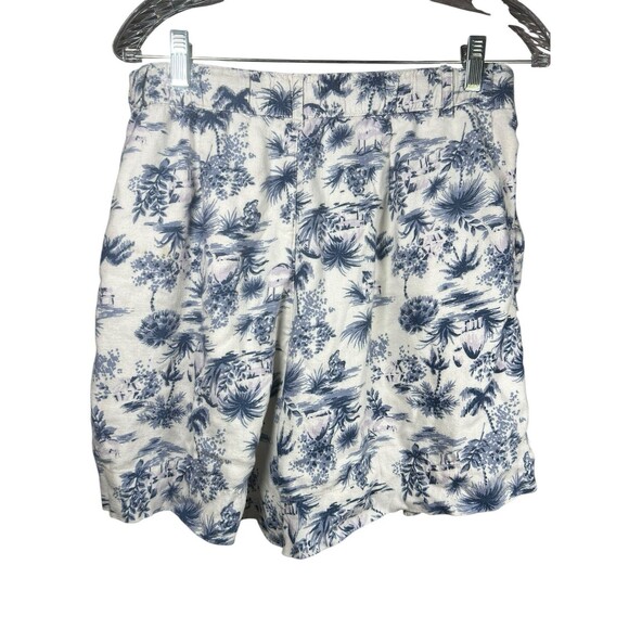 Abercrombie & Fitch Linen Blend Shorts M Blue Toile Tropical Print‎ Resort Beach - Picture 8 of 11